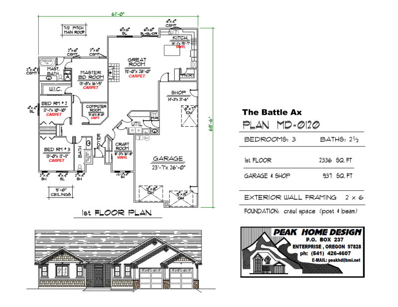 THE BATTLE AX OREGON HOUSE DESIGN MD0120