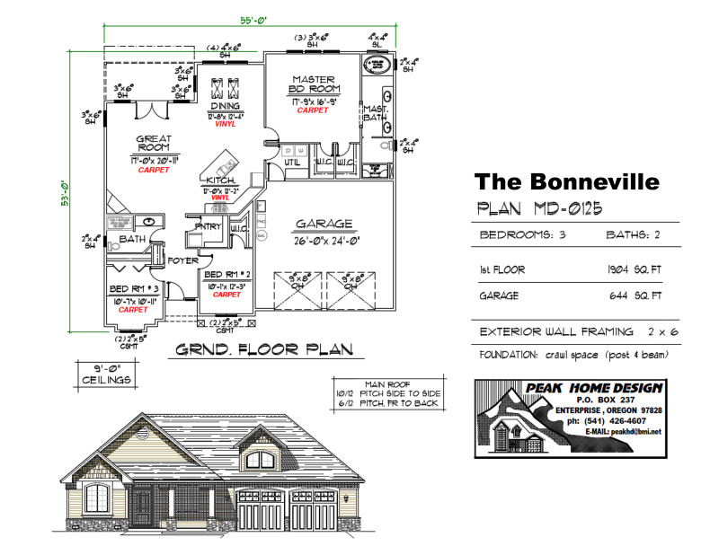 The Bonneville Oregon Home Plan MD0125