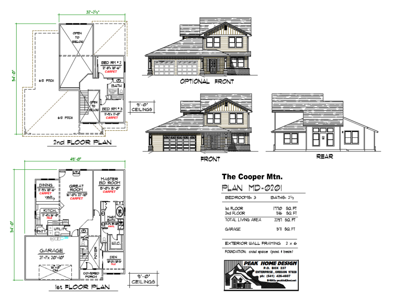 THE COOPER MTN OREGON HOUSE PLAN MD0201