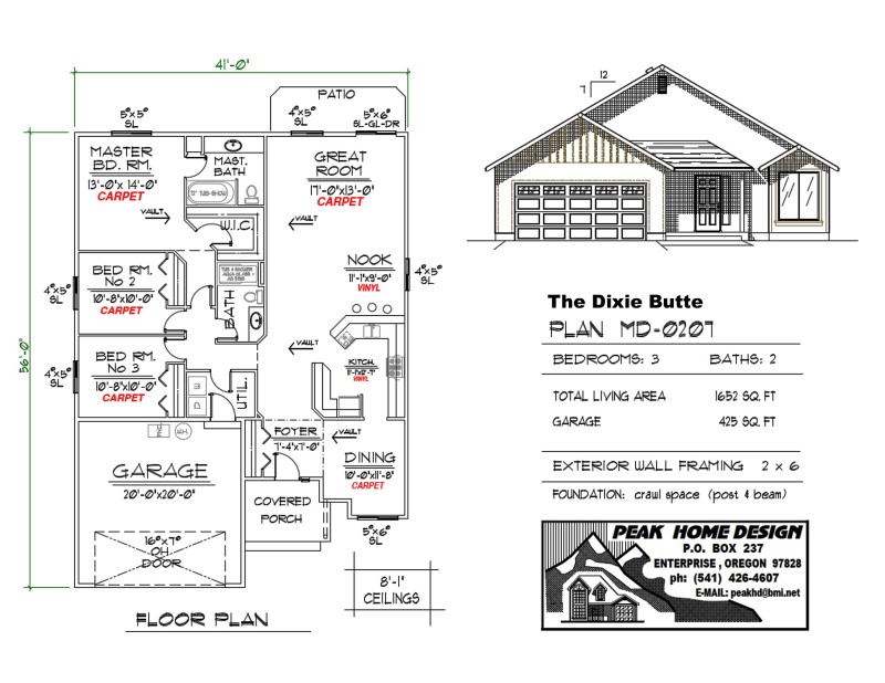 The Dixie Butte Oregon Home Plan MD0207