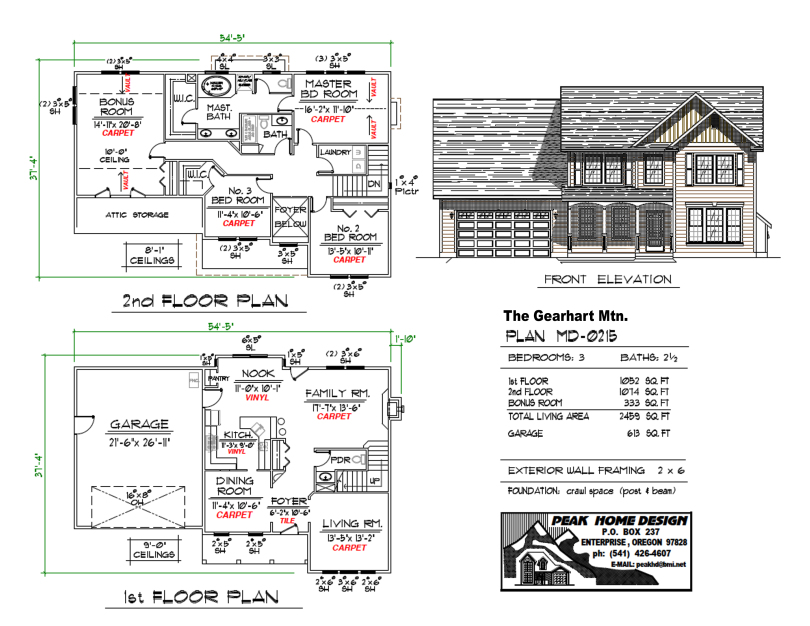 THE GEARHART MTN OREGON HOUSE PLAN MD0215