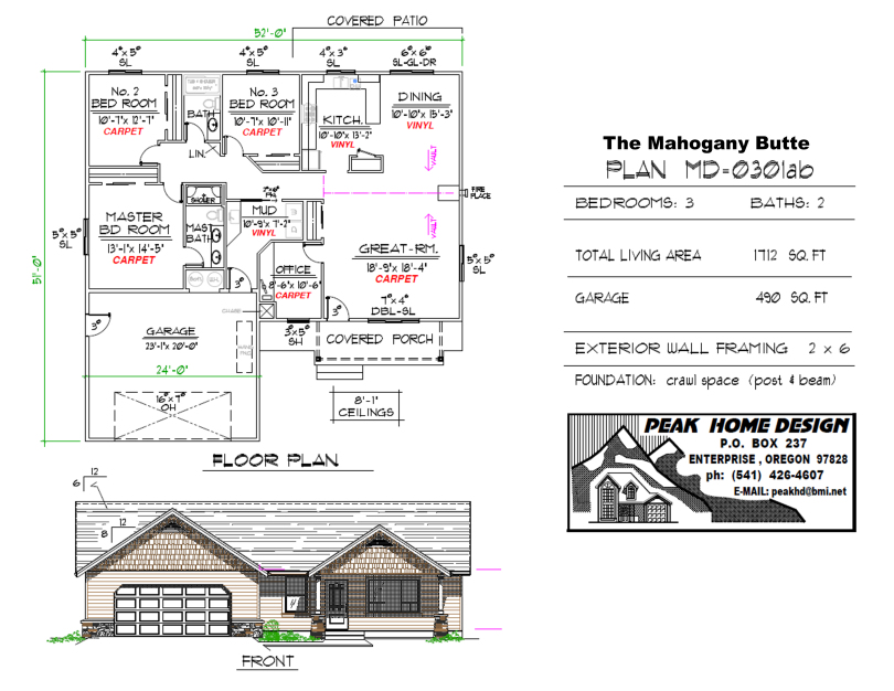THE MAHOGANY BUTTE OREGON HOUSE DESIGN MD0301ab