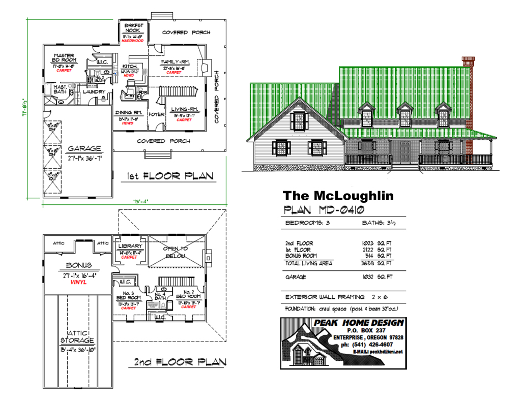 THE MCLOUGHLIN HOUSE PLAN #MD0410