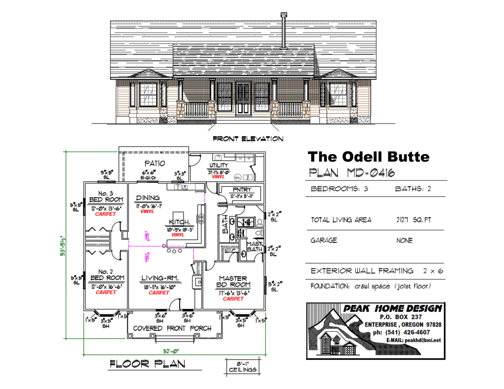THE ODELL BUTTE OREGON HOUSE PLAN #MD0416