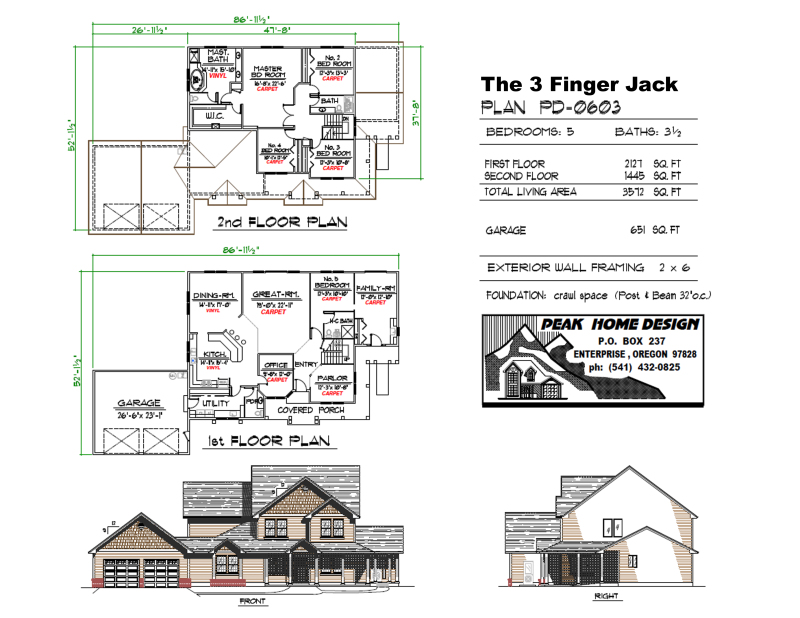 THE 3 FINGER JACK OREGON HOUSE DESIGN #PD0603