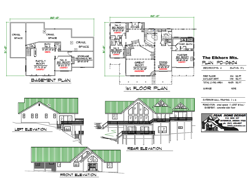 OREGON HOUSE DESIGN - THE ELKHORN MTNS #0604