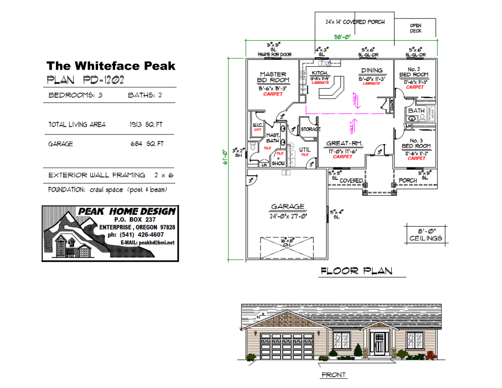 THE WHITEFACE PEAK OREGON HOUSE DESIGN #PD1202