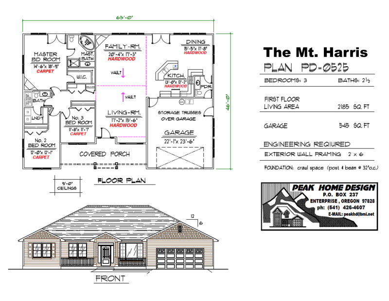 The Mt Harris Oregon House Plan PD0525