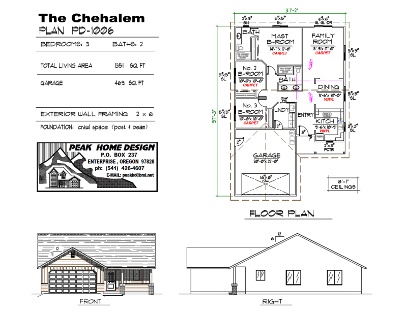 THE CHEHALEM OREGON HOUSE DESIGN PD1006