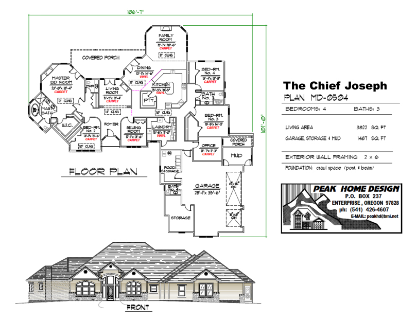 THE CHIEF JOSEPH OREGON HOUSE DESIGN MD0504