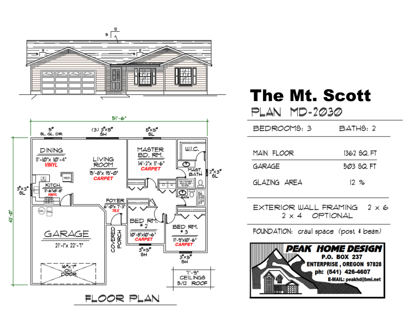 THE MT SCOTT OREGON HOUSE DESIGN MD2030