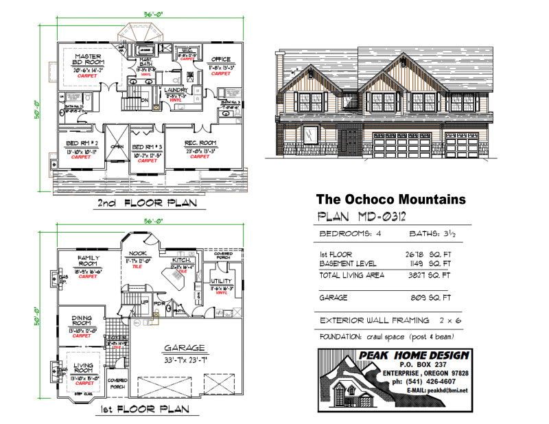 The Ochoco Mountains Oregon Home Plan MD 0312